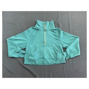 Lululemon Scuba Oversized Half-Zip Hoodie Teal Green Gold Zip XS/S LW3HKHS